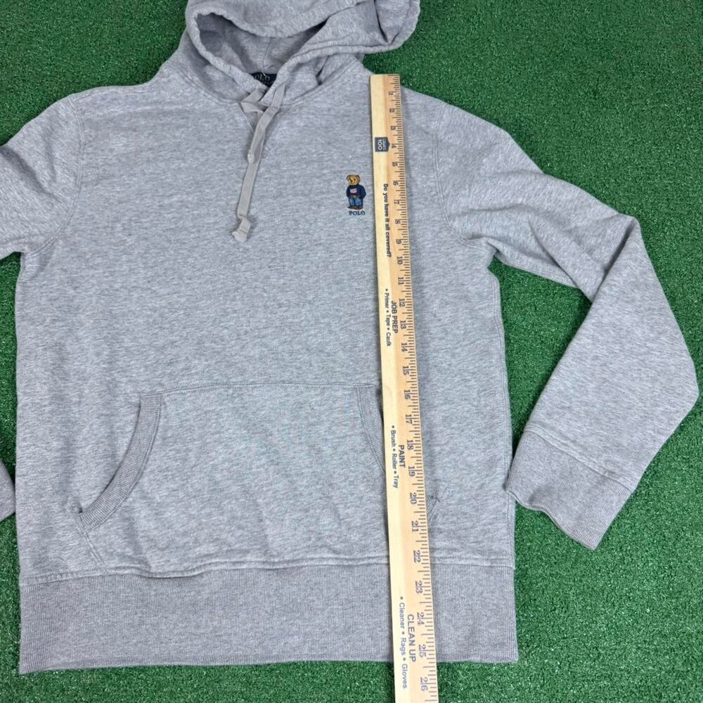 Polo Ralph Lauren Polo Bear Hoodie Gray Men’s Medium 2000s Embroidered Flag - Picture 4 of 5